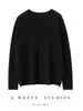 Tejido de Punto de Cachemir 100% Puro Hilo Fino Otoño e Invierno Nuevo Ropa de Punto para Mujer Cuello Redondo Holgado Jersey Cálido de Punto de Color Puro