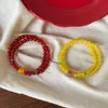 Loja de Fábrica Pulseira de Ágata Vermelha e Amarela por Ano de Nascimento, Design de Nicho, Estilo Chinês, Inspirado em Zen, Novo Estilo Retro Chinês, Disponível para Dropshipping