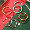 Set de Pulseras de Arcilla Suave con Cuentas Navideñas Transfronterizas con Cuentas de Letras Inglesas y Colgante Navideño de Aleación Pulsera de Regalo Venta al por Mayor