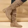 Nuevas Botas Altas de Estilo Francés Elegantes con Punta Fina y Tacón Grueso para Mujer, Botas de Montura Versátiles y de Moda en Color Jaspeado, Otoño/Invierno 2026