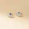 Brincos de Prata Esterlina S925 Nalan Exquisitos e Simples Estilo Ins Design de Nicho Concha Cheia de Diamantes M07116