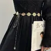 Joia Cruzada Europeia e Americana Estilo Étnico Boêmio Corrente de Cintura de Disco de Metal para Mulheres Moda Retrô Cinto de Cintura Versátil