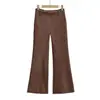 2537-25 Invierno Nuevo Estilo Estilo Americano Otoño e Invierno Pantalones Cálidos Forrados de Polar con Bolsillos Traseros y Detalles Rayados, Corte Holgado Ligeramente Acampanado Pantalones de Chándal Pantalones Casuales