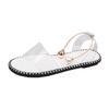 Sandalias Planas de Comercio Exterior Europeo y Americano con Hebilla para Mujer, Nuevas Chanclas Sencillas de Punta Abierta con Hebilla Metálica de Perla