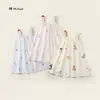 Vestido de suspensório infantil para meninas com alças de bolinhas coloridas tridimensionais e estampa de animal em desenho animado, vestido de verão respirável para meninas pequenas