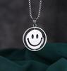 Collar con colgante de cadena de lana con cara sonriente y llanto giratorio, doble cara, con cambio de expresión, estilo hip hop, para hombre y mujer.