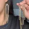 Pendientes largos europeos y americanos de borla de circón con diamantes, diseño de nicho brillante, estilo de fiesta de alta gama, pendientes de lujo ligero para mujer
