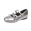 Mocassins Plataforma Franceses Prata Femininos 2026 Novo Verão Outono Combinam com Saias Laço Absolutamente Lindos Sapatos Mary Jane