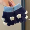 Guantes de Invierno para Niños de Medio Dedo, Cálidos Guantes de Felpa Tejida sin Dedos, Lindos Accesorios para Manos de Dibujos Animados con Tapa abatible para Niñas