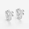 Pendientes de Lazo Plegados de Nuevo Estilo Transfronterizos Europeos y Americanos, Clips para Orejas de Moda de Nicho con Pedrería, Pendientes Sencillos y Elegantes para Mujer