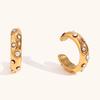 Clip para oreja mini en forma de C con diamantes incrustados de venta caliente transfronteriza europea y americana, acero inoxidable chapado en oro de 18 quilates, aretes simples de lujo ligero