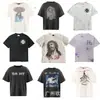 2024 Moda Americana Hip-Hop Marca Nova Retrô Lavada Velha Figura Solta Versátil Gola Redonda Manga Curta Camiseta para Homens e Mulheres