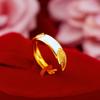 Anillo de Pareja Chapado en Oro Latón Gema Negra Verde y Blanca para Hombre y Mujer Anillo Distintivo con Abertura de Joyería de Anillo de Oro Arena Vietnamita