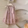 Vestido para Niña Estilo Nuevo 2026 Versión Coreana de Moda para Bebé Vestido de Tul con Lazo Vestido de Cumpleaños Vestido de Tirantes Verano
