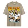 Camiseta de manga corta lavada con estampado de Lil Durk, estilo americano transfronterizo, cuello redondo y manga larga con capucha para hombre