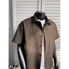 Camisa Polo Masculina Jacquard Estampada Estrelas, Tecido Leve de Seda Gelo, Novo Estilo de Verão, Corte Solto, Gola Reversível, para Jovens Estudantes