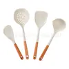 Juego de espátulas de silicona, resistentes a altas temperaturas, para utensilios de cocina antiadherentes, espátula de cocina con mango de madera, cuchara para sopa, herramientas de cocina para el hogar