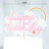 Decoração de bolo nuvem de bola de pelo 2021 Nova Celebridade da Internet Aniversário Pirulito Lua Nuvem Branca Plug-in arco-íris