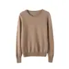 Suéter Base de Cachemira para Mujer, Cuello Redondo, Nuevo para Primavera y Otoño 2026, Corte Holgado, Estilo Suave, Rejuvenecedor, Manga Larga, Suéter Corto
