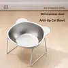 Tazón Elevado para Mascotas de Acero Inoxidable Grado Alimentario 304 con Cuello Alto, Alimentador Inclinado Desmontable Antivuelco Previene el Acné en la Barbilla de Mascotas para Gatos y Perros