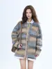 Suéter retro a rayas de colores estilo americano para mujer, colección otoño/invierno 2026, con un cárdigan de punto de manga larga, holgado y de alta gama, con un diseño moderno
