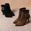 Botines Lisos para Mujer 2026 Otoño Nuevo Estilo Punta Fina Tacón Alto Cremallera Lateral Botines Individuales Moda Coreana Tacones Finos para Mujer