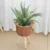 Estante para Plantas y Flores de Ratán de Pie para Sala de Estar de Madera Maciza Cesta de Flores Tejida para Balcón Estante de Almacenamiento para Plantas Verdes Transfronterizo