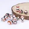 Ágata Natural Tres Ojos Dzi Cuentas Sueltas Genuinas Estilo Tíbet Rojo y Blanco Cuentas Barril DIY Colgante Pulsera Accesorios Cuentas