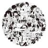60 Pegatinas de Hoja Fantasma en Blanco y Negro, Anime Jujutsu Kaisen en Blanco y Negro, Pegatinas Decorativas Impermeables para Cuaderno, Venta al por Mayor