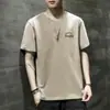 Tendência de moda do comércio exterior transfronteiriço: nova camiseta masculina de verão respirável de manga curta, corte casual solto, top versátil para casa