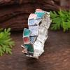 Chegada Nova Transfronteiriça Esmalte Quadrado Geométrico Liga de Metal Pulseira Elástica Quadrada Irregular Exagerada Feminina