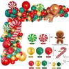 Novo terno de corrente de balão de Natal decoração de festa boneco de gengibre muleta pirulito vermelho verde balão de látex