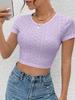 Amazon Aliexpress Comercio Exterior Ropa de Mujer 2026 Otoño e Invierno Nuevo Color Sólido Calado Sexy Chica Caliente Top Corto Top de Punto