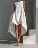 Vestido Casual Asimétrico Holgado de Algodón y Lino Europeo y Americano Primavera 2026 con Parte Delantera Corta y Trasera Larga, Ropa sin Mangas para Vacaciones para Mujeres