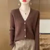 Cárdigan top de punto trenzado corto de cuello en V para mujer, nuevo, otoño e invierno 2026, tejido mezclado transfronterizo, corte holgado
