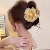 Elegante Pinza para el Cabello con Lazo Negro de Plumas para Mujer, Pasador con Forma de Nube, Pinza de Tiburón Grande para el Cabello, Accesorio para la Parte Trasera de la Cabeza