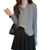 Suéter informal adelgazante de color sólido simple con capucha fina de primavera y otoño, camiseta de manga larga para estudiantes de estilo coreano para mujer