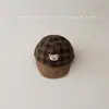 Chapéu de Bebê para Primavera e Outono, Estilo Coreano Elegante Xadrez Aba Macia Boné Bico de Pato, Boné de Baseball Fofo à Prova de Vento para Bebês e Crianças Pequenas para Passeios