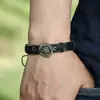 Europeu e Americano Comércio Exterior novas jóias personalizadas retro tecido preto pulseira de couro simples puxar ajustável pulseira masculina