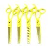 Tijeras de Peluquería Naipson Amarillas, Tijeras para Cortar el Cabello, Tijeras para Flequillo Recto, Dientes de Astas, Dientes de Espina de Pescado, Tijeras Dentadas Sin Marca