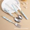Cuchillo con Mango de Cerámica de Perla Transfronterizo Set Estilo Europeo Lujo Accesible Estilo Escandinavo Acero Inoxidable 304 Cuchillo, Tenedor y Cuchara para Mesa Occidental Ins