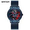 Reloj de cuarzo Sanda para hombre, moderno, sencillo, resistente al agua, creativo, hueco, de cuarzo, con rueda, electrónico.