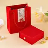 Caja de Joyería Tipo Cajón Estilo Canal Asa de Perla Textura Estéreo Pendientes Collar Anillo Caja Deslizante Caja de Joyería