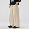 Pantalones casuales de algodón mezclado a rayas para hombre, estilo coreano de primavera y otoño, holgados, de pierna recta, pantalones de trabajo estilo harén, modernos.