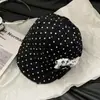 Boina de Lunares Estilo Coreano con Lazo de Perrito para Mujer, Sombrero de Pico de Pato Lindo de Verano que Reduce la Edad, Gorra de Periódico Estilo Pintor para Adelgazar el Rostro