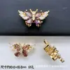 Anel de Contas Espaçadoras Borboleta de Zircônia Banhado a Ouro 18K Cobre Conserva Cor Acessórios para Pulseira de Cristal DIY Colar