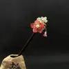Horquilla Antigua de Imitación de Sándalo de Alta Calidad Broche Elegante para el Cabello Borla de Madera Accesorios para el Cabello Paso a Paso Hanfu Cheongsam