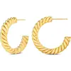Pendientes de Aro Trenzados de Cuerda Retorcida de Nuevo Estilo Personalizado Transfronterizos Europeos y Americanos, Pendientes Gruesos en Forma de C, Accesorios de Moda Versátiles para el Viaje Diario de las Mujeres, Diseño Trenzado