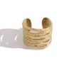 Anel aberto vintage francês martelado multicamadas oco com textura banhada a ouro, anel decorativo largo ajustável para mulheres
