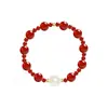 Pulsera de Plata de Ley S925 Ágata Roja Natural Joyería de Año Nuevo Lujo Ligero Moda Estilo Chino Elegante Pulsera de Perla de Imitación Shijia